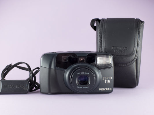 Pentax Espio 115 with REMOTE CONTROL! Data back and Original Leather Case! | Film Camera from the 1990's