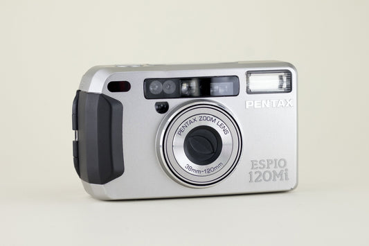 Pentax Espio 120 Mi Zoom | 1990's 35mm Analog Compact Film Camera with 38-120mm Zoom | Body With Titanium Finish